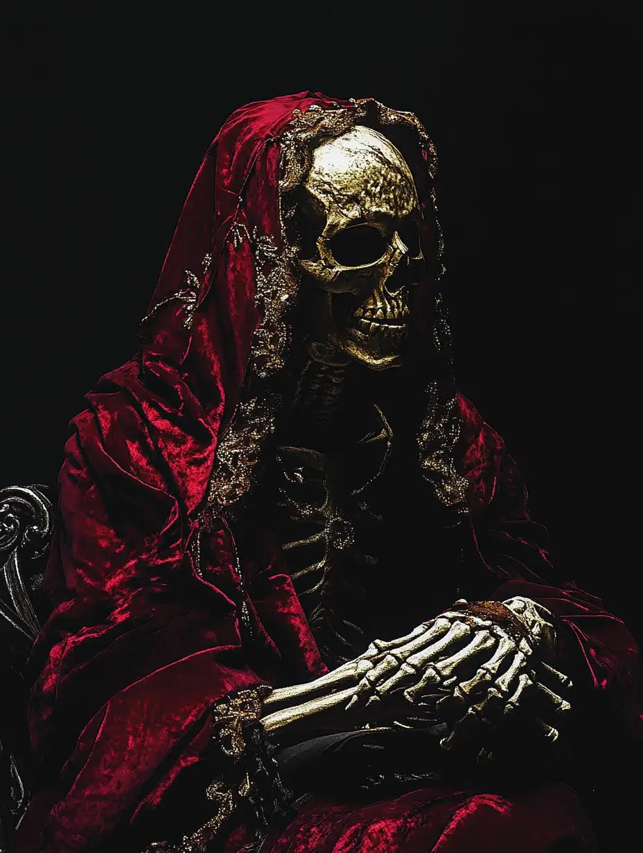 An image of a skeleton king wearing a bathrobe representing the energy of the Outshine Competition Spell