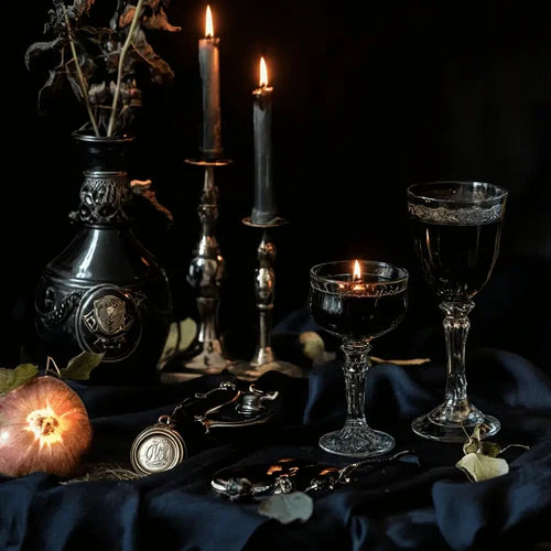 Magickal oils on an altar.