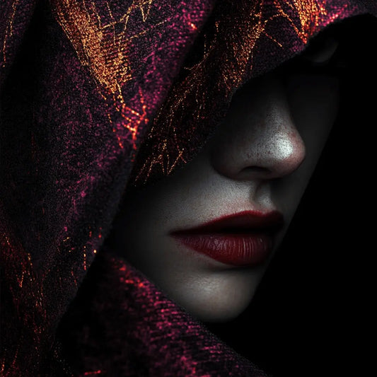 A witch hiding her face.