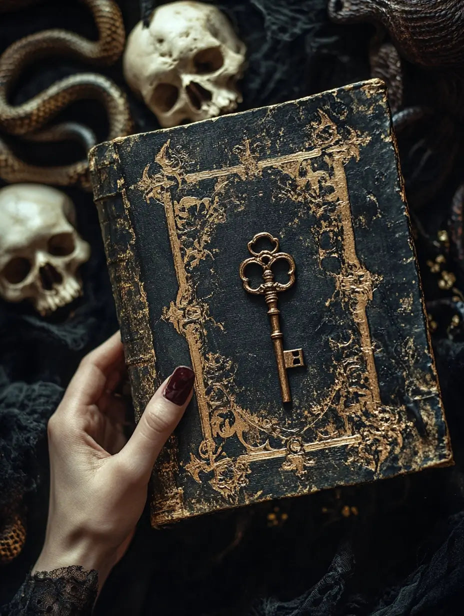 An image of a sealed grimoire with a key representing the Anti Plagiarism Protection Spell.