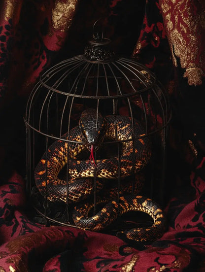 An image of a snake enclosed in a cage representing the energy of the Envy Protection Spell