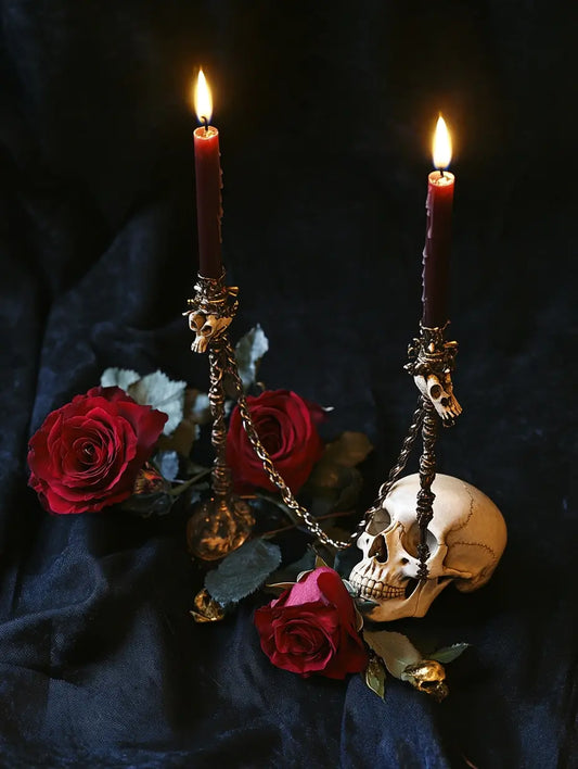 Cord cutting ritual candles burning to sever energetic ties and toxic attachments on a witchcraft altar.