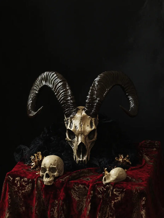 An image of a magic altar with skulls representing the energy of the Willpower and Focus Spell